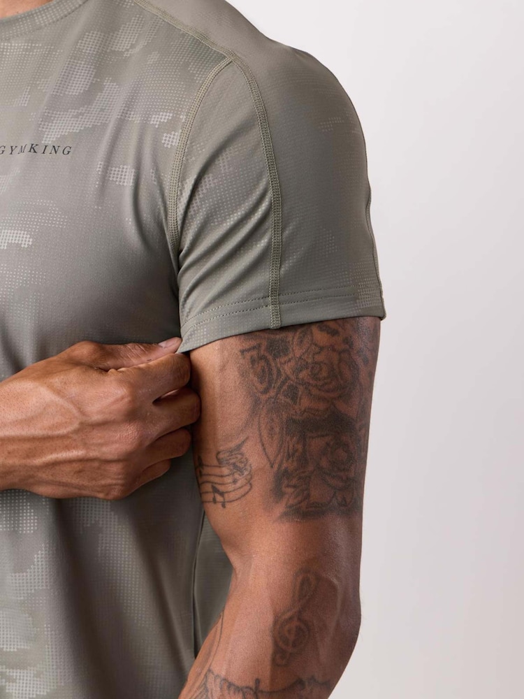 Gym King Green Debossed Camo T-Shirt - Image 2 of 2