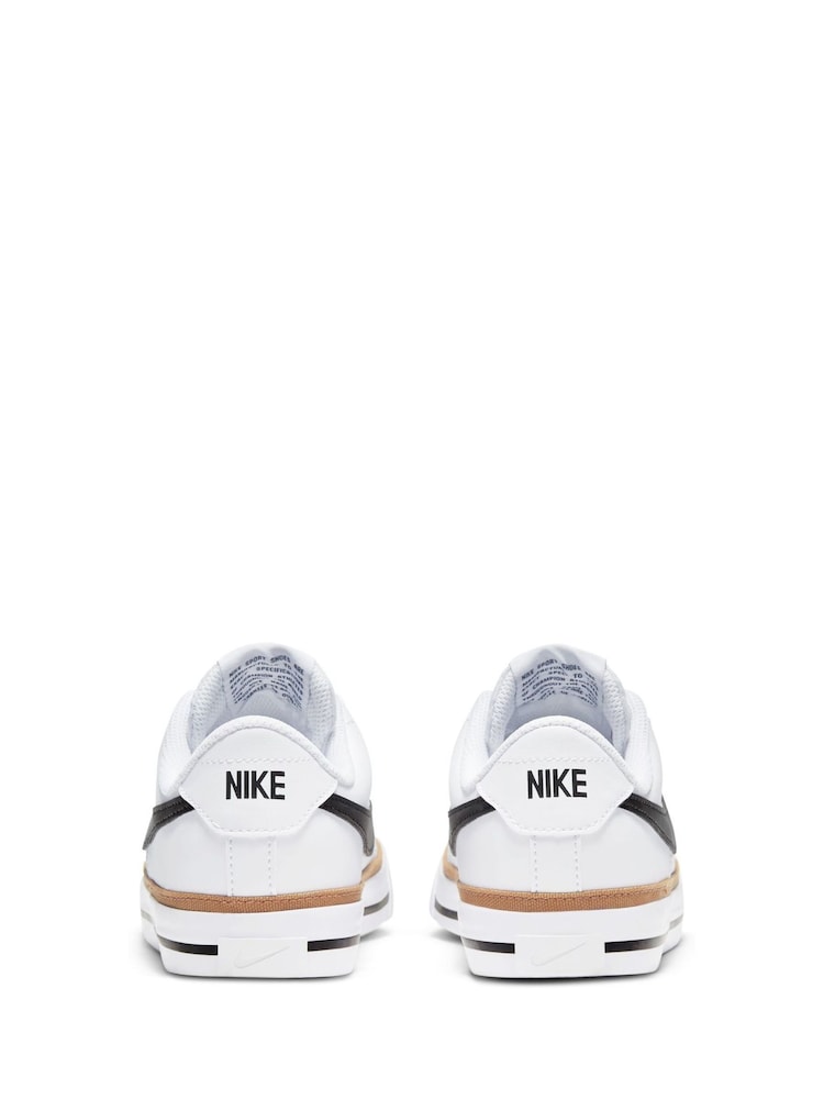 Nike White/Black Court Legacy Trainers - Image 4 of 8