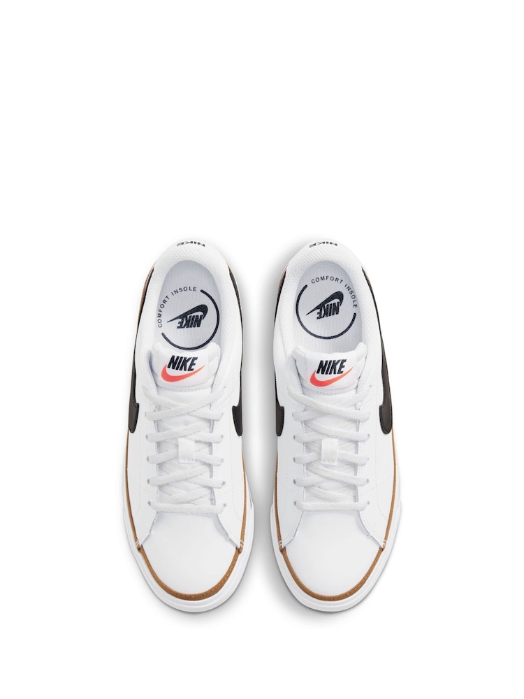 Nike White/Black Court Legacy Trainers - Image 5 of 8