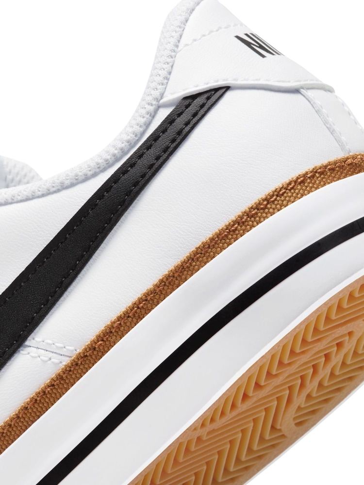 Nike White/Black Court Legacy Trainers - Image 8 of 8