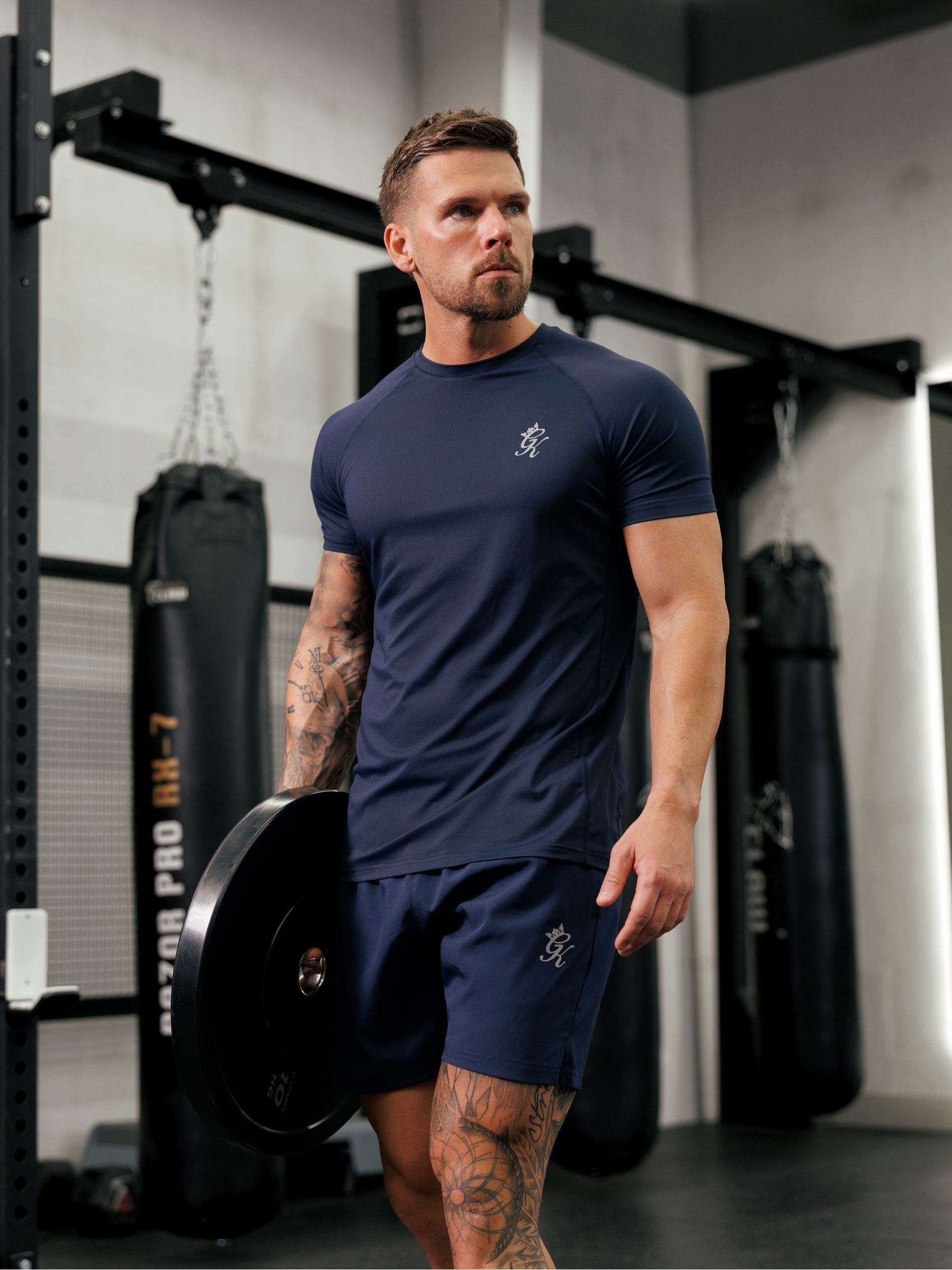 Gym King Men's Navy Performance Short Sleeve Training Tee Muscle Fit Reflective Logo In | Size: 2XL - Image 4