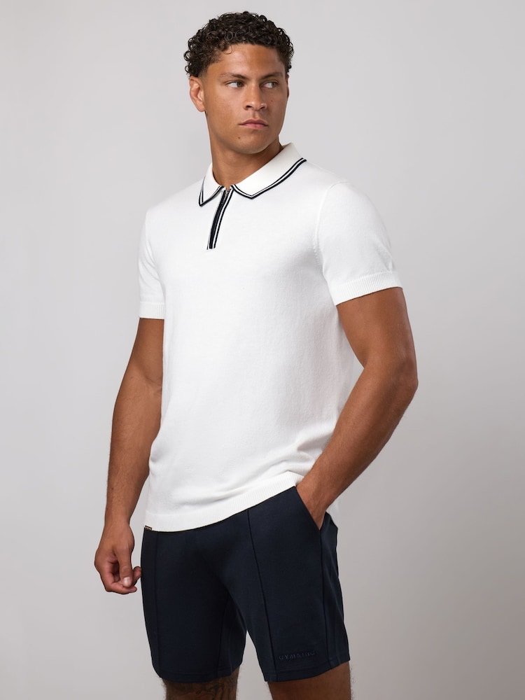 Gym King White Portals Knitted Tipping Polo T-Shirt - Image 3 of 3 Gym King White Portals Knitted Tipping Polo T-Shirt - Image 3 of 3