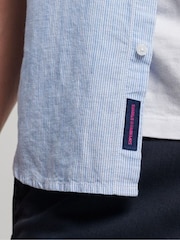 Superdry Blue Cotton Studios Linen Button Down Shirt - Image 5 of 9