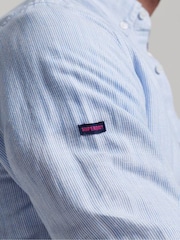 Superdry Blue Cotton Studios Linen Button Down Shirt - Image 6 of 9