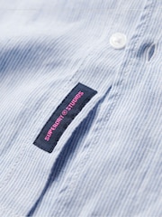 Superdry Blue Cotton Studios Linen Button Down Shirt - Image 8 of 9