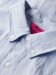 Superdry Blue Cotton Studios Linen Button Down Shirt - Image 9 of 9