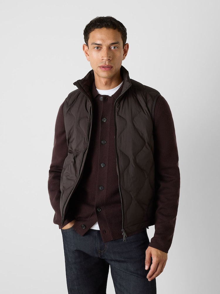 Oliver Sweeney Brown Quilted Funnel Neck Gilet - Image 1 of 6