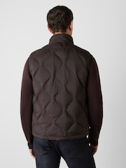 Oliver Sweeney Brown Quilted Funnel Neck Gilet - Image 2 of 6