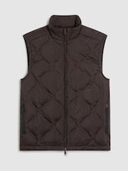 Oliver Sweeney Brown Quilted Funnel Neck Gilet - Image 6 of 6