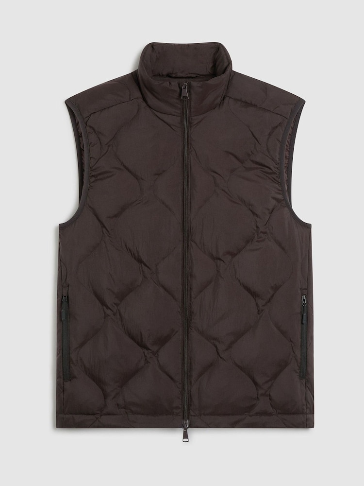 Oliver Sweeney Brown Quilted Funnel Neck Gilet - Image 6 of 6
