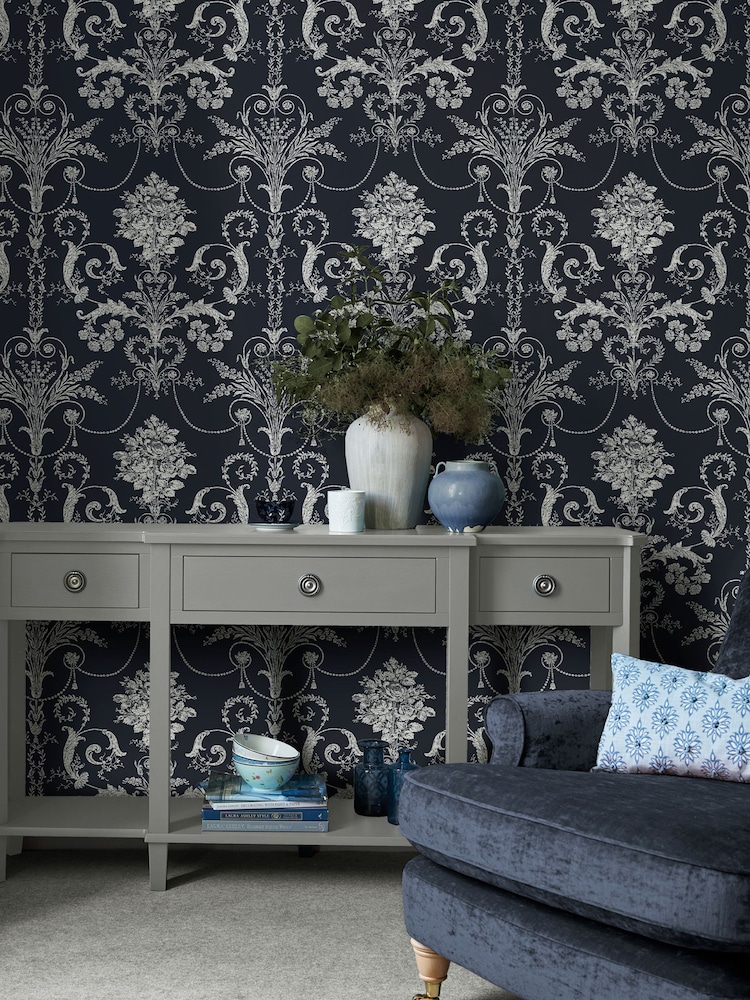 Laura Ashley Midnight Josette 10M Wallpaper - Image 2 of 4