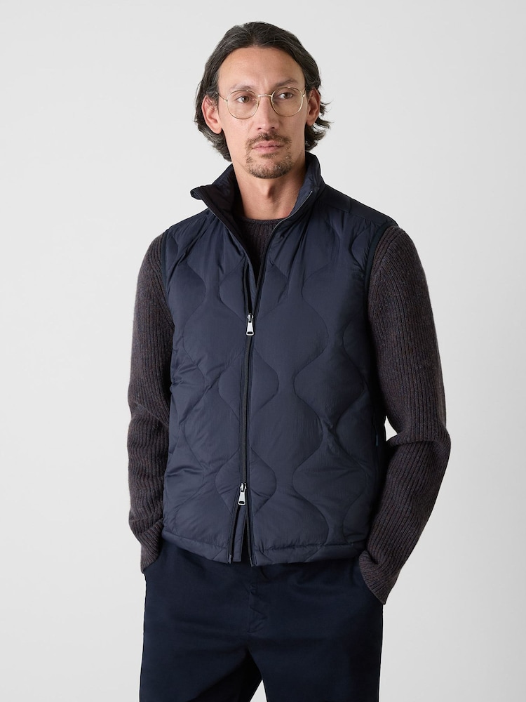 Oliver Sweeney Blue Quilted Funnel Neck Gilet - Image 1 of 4