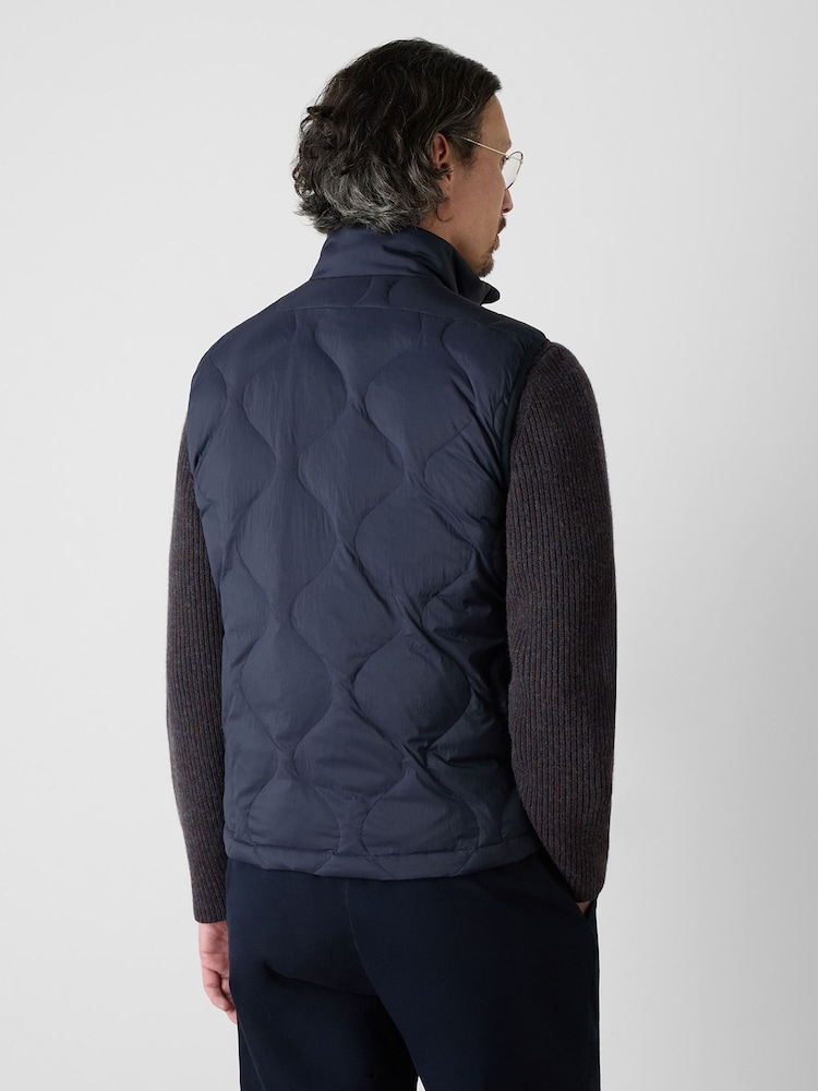 Oliver Sweeney Blue Quilted Funnel Neck Gilet - Image 2 of 4