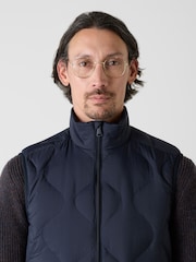 Oliver Sweeney Blue Quilted Funnel Neck Gilet - Image 4 of 4