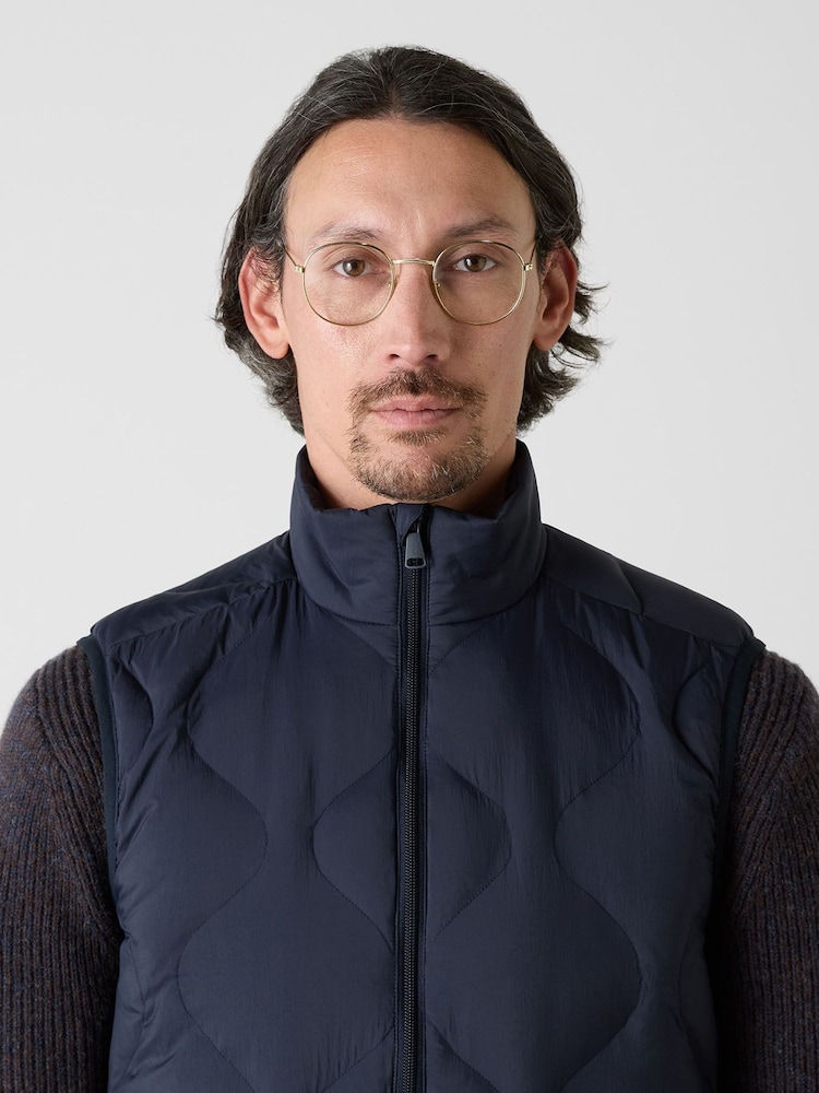 Oliver Sweeney Blue Quilted Funnel Neck Gilet - Image 4 of 4