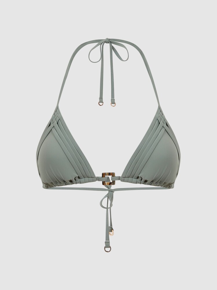 Reiss Khaki Astrid Plaited Triangle Bikini Top - Image 2 of 5 Reiss Khaki Astrid Plaited Triangle Bikini Top - Image 2 of 5