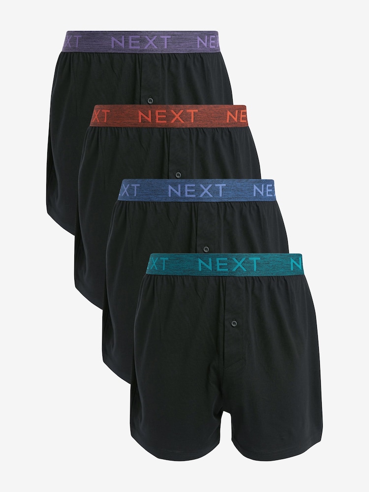 Black Marl Waistband 4 pack Boxers - Image 1 of 3