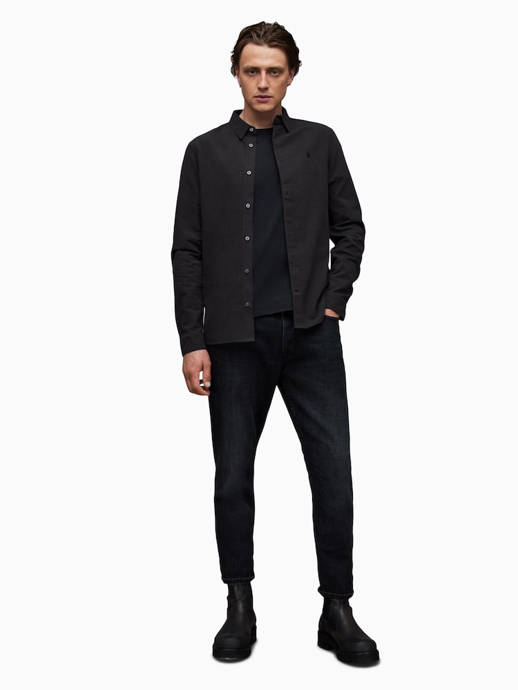 AllSaints Black Lovell Long Sleeve 100% Cotton Shirt - Image 3 of 5