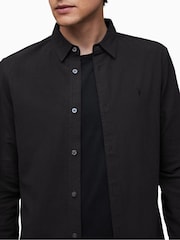 AllSaints Black Lovell Long Sleeve 100% Cotton Shirt - Image 4 of 5