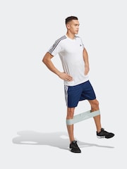 adidas Blue Train Essentials 3-Stripe Shorts - Image 3 of 6