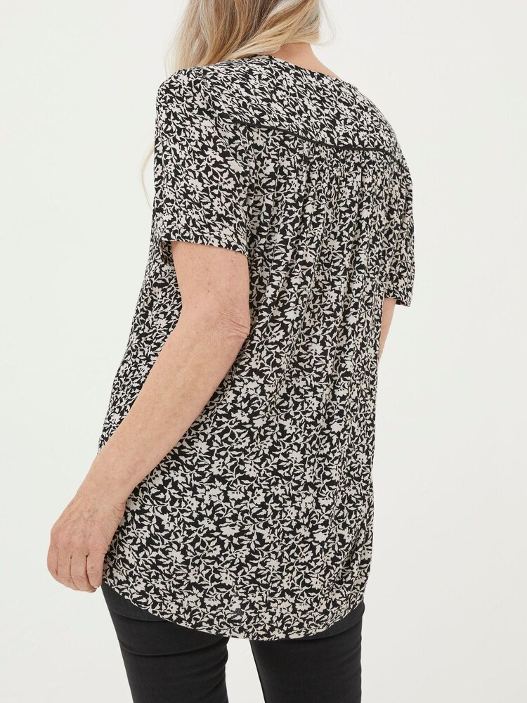FatFace Black Cassidy Mono Vines Tunic - Image 2 of 4 FatFace Black Cassidy Mono Vines Tunic - Image 2 of 4