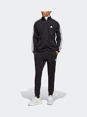 adidas Black Sportswear Basic 3-Stripes French Terry Tracksuit - Image 3 of 8