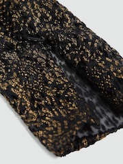 Reiss Black/Gold Xena Premium Metallic Velvet Mini Dress - Image 5 of 5