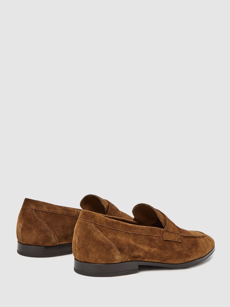 Reiss Tan Bray Suede Slip On Loafers - Image 3 of 5