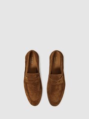 Reiss Tan Bray Suede Slip On Loafers - Image 4 of 5