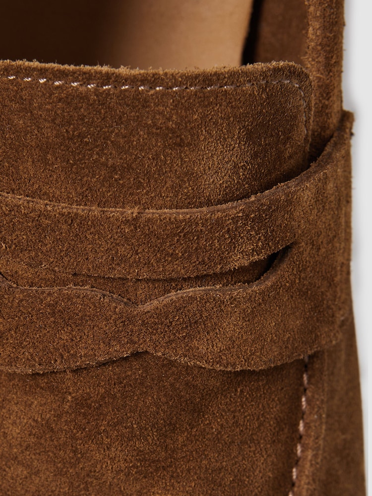 Reiss Tan Bray Suede Slip On Loafers - Image 5 of 5