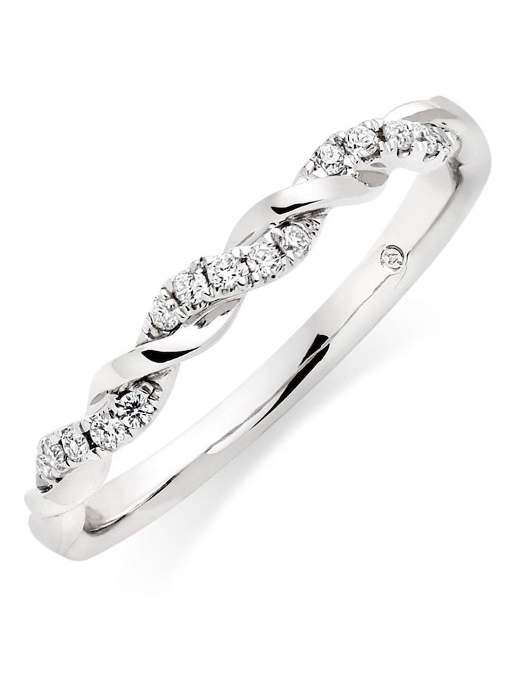 Beaverbrooks White Gold 18ct Diamond Twist Ring - Image 1 of 3