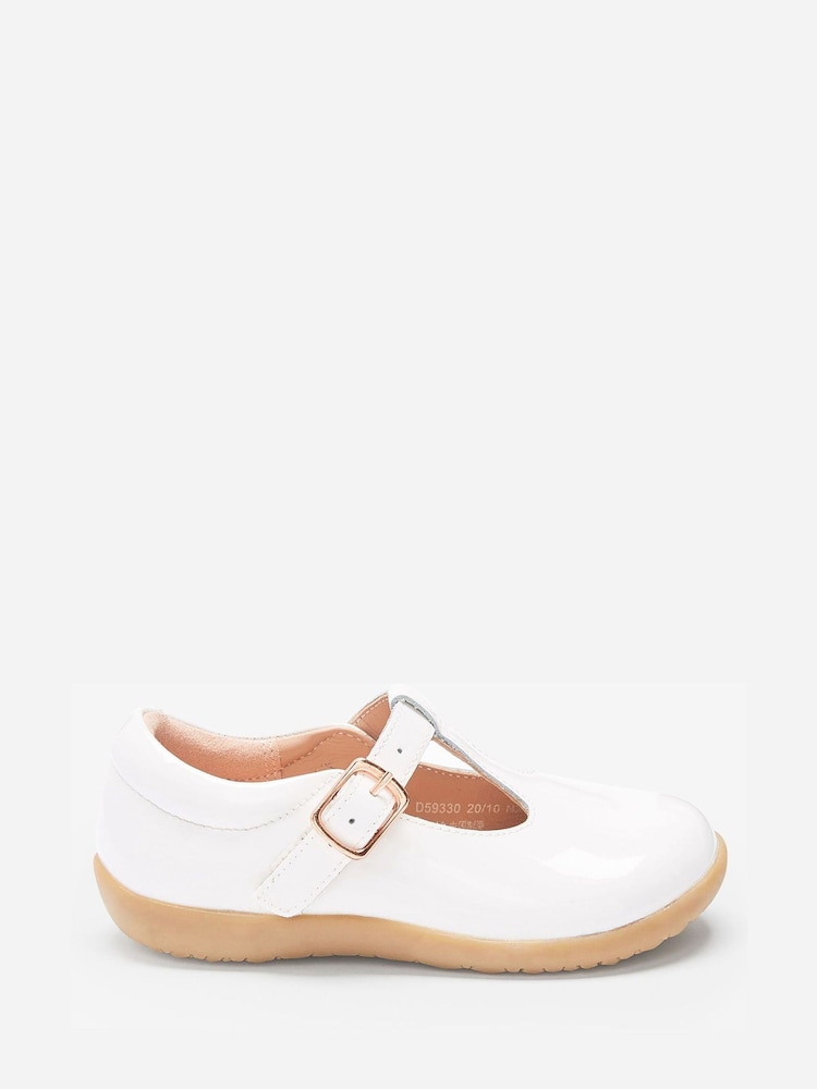 Ivory Leather Bridesmaid Collection Standard Fit (F) Little Luxe™ T-Bar Shoes - Image 1 of 4