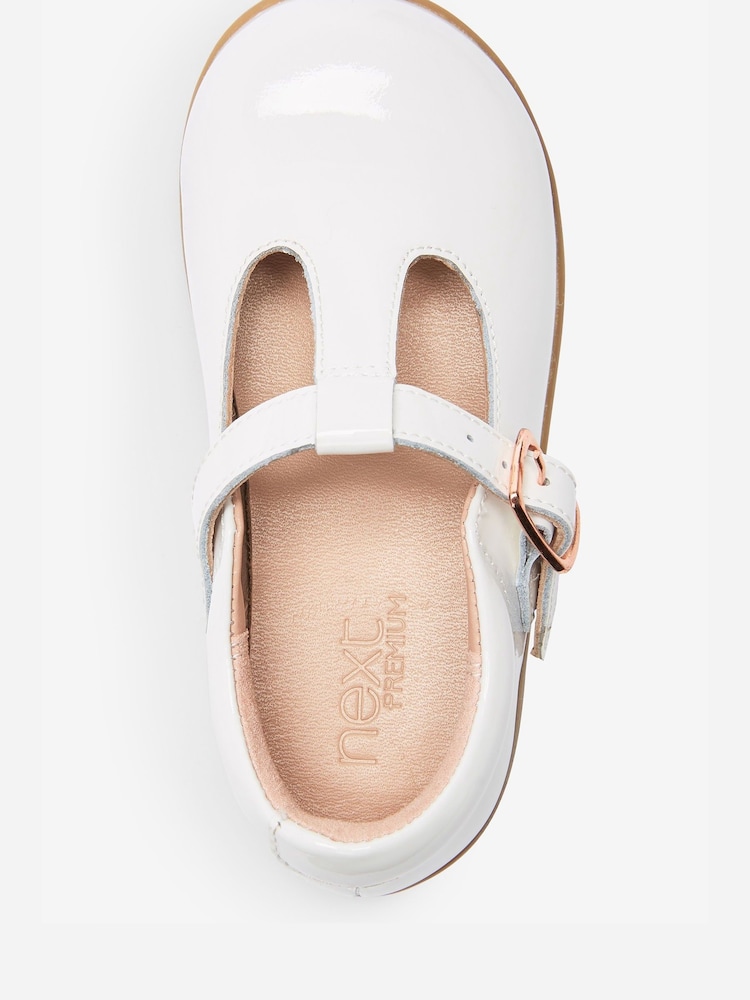 Ivory Leather Bridesmaid Collection Standard Fit (F) Little Luxe™ T-Bar Shoes - Image 3 of 4