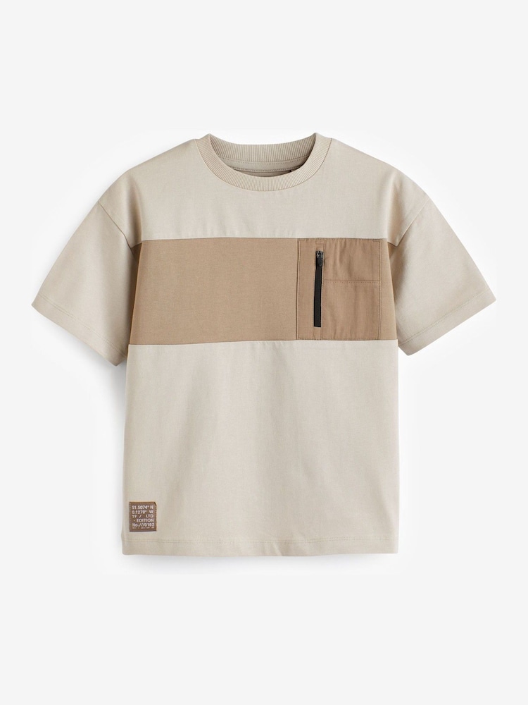 Stone 100% Cotton Short Sleeve Utility T-Shirt (3-16yrs) - Image 1 of 3