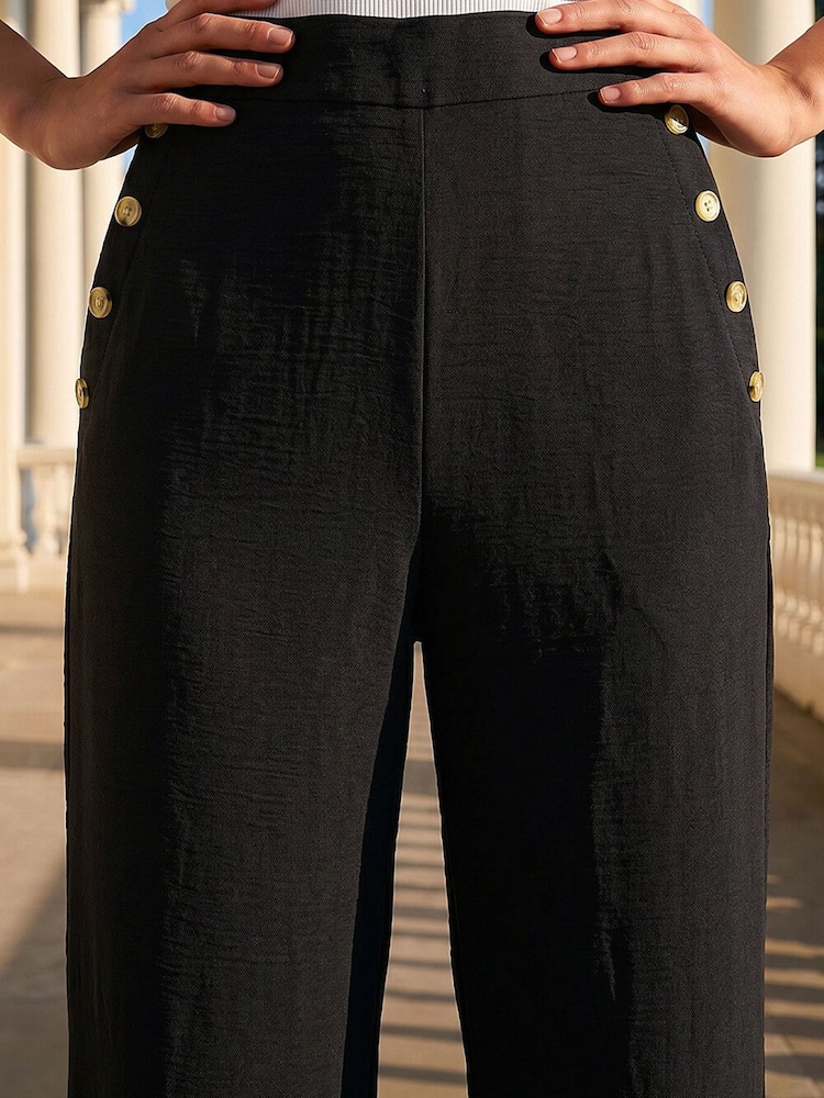 Roman Black Petite Button Side Trousers - Image 4 of 4