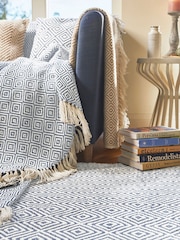 My Mat Denim Blue Diamond Woven Indoor/Outdoor Rug - Image 1 of 2