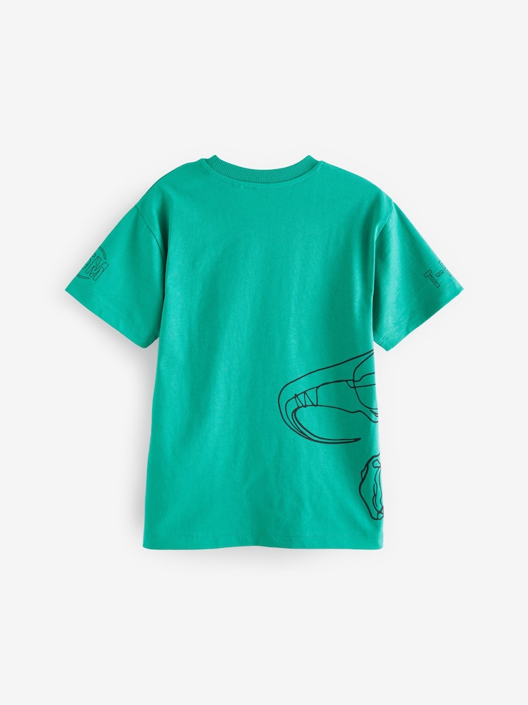 Green Linear Dino Relaxed Fit Short Sleeve Graphic T-Shirt (3-16yrs) - Image 2 of 3 Green Linear Dino Relaxed Fit Short Sleeve Graphic T-Shirt (3-16yrs) - Image 2 of 3