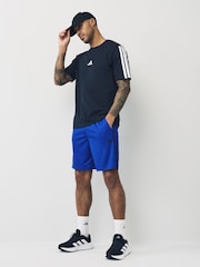 adidas Blue/Black Train Essentials 3-Stripe Shorts - Image 2 of 4
