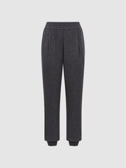 Reiss Charcoal Karina Wool Elasticated Pleat Front Joggers - Image 2 of 5