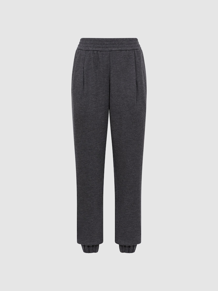 Reiss Charcoal Karina Wool Elasticated Pleat Front Joggers - Image 2 of 5