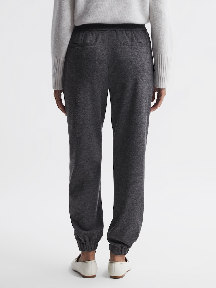 Reiss Charcoal Karina Wool Elasticated Pleat Front Joggers - Image 5 of 5