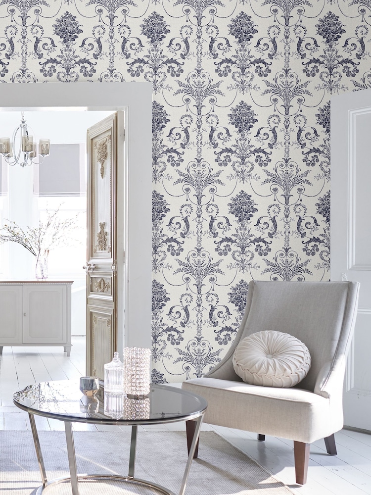 Laura Ashley Off White Midnight Josette 10M Wallpaper - Image 1 of 4