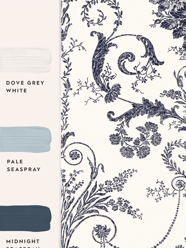 Laura Ashley Off White Midnight Josette 10M Wallpaper - Image 4 of 4