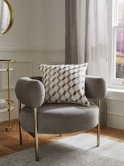 Champagne Gold Geometric Jacquard 50 x 50cm Cushion - Image 1 of 5