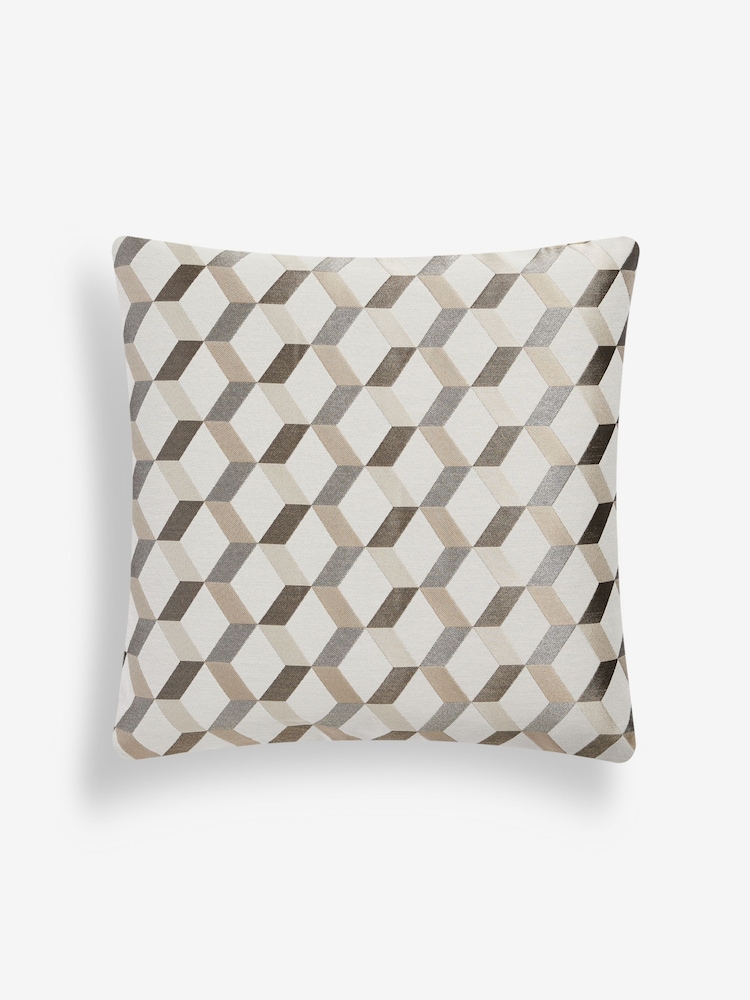 Champagne Gold Geometric Jacquard 50 x 50cm Cushion - Image 5 of 5