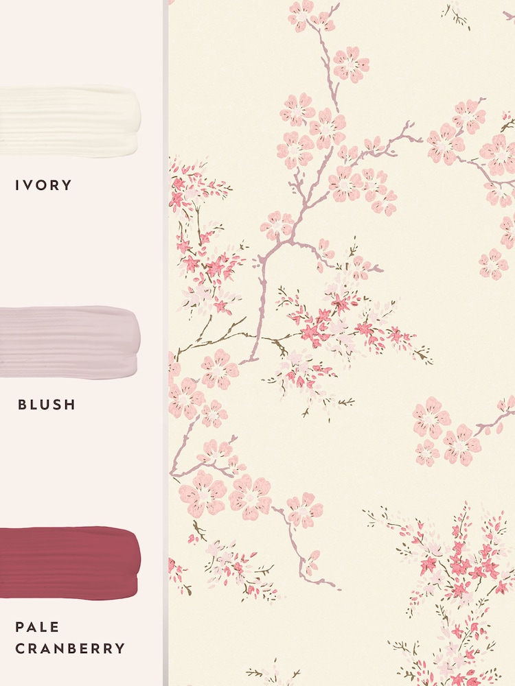 Laura Ashley Blush Oriental Blossom 10M Wallpaper - Image 5 of 5