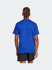 Синий - Adidas Train Essentials 3-в полоску Обучающая футболка - Изображение 2 из 7