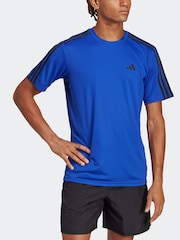 Синий - Adidas Train Essentials 3-в полоску Обучающая футболка - Изображение 3 из 7