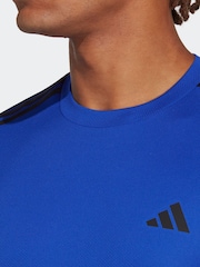 Синий - Adidas Train Essentials 3-в полоску Обучающая футболка - Изображение 5 из 7