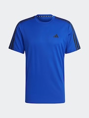 Синий - Adidas Train Essentials 3-в полоску Обучающая футболка - Изображение 7 из 7